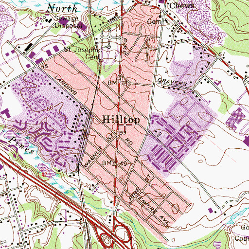 Topographic Map of Hilltop, NJ