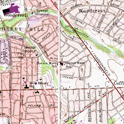 Topographic Map of Holy Rosary School, NJ
