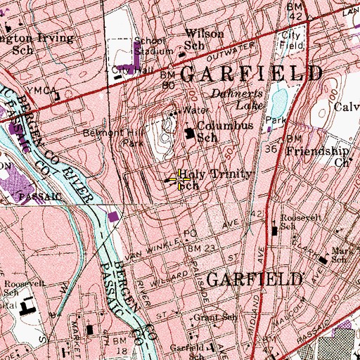 Topographic Map of Holy Trinity School, NJ