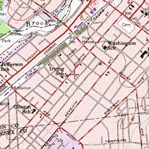 Topographic Map of Irving School (historical), NJ