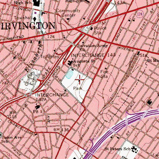 Topographic Map of Irvington Park, NJ
