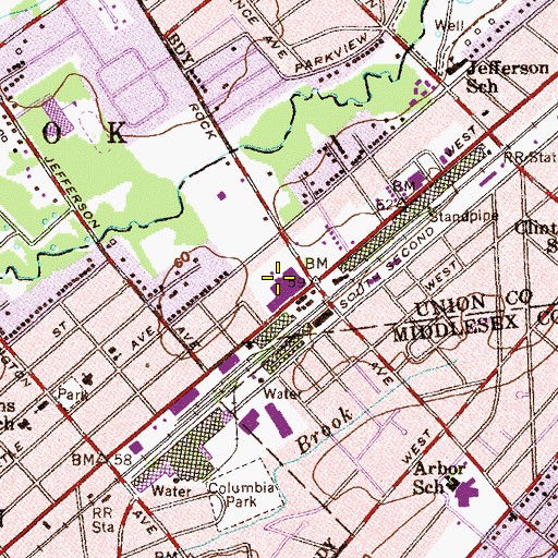 Topographic Map of Jefferson Elementary School, NJ