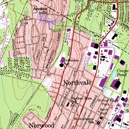 Topographic Map of Thomas Jefferson Elementary School, NJ