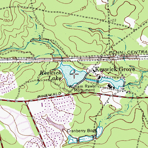 Topographic Map of Keswick Lake, NJ