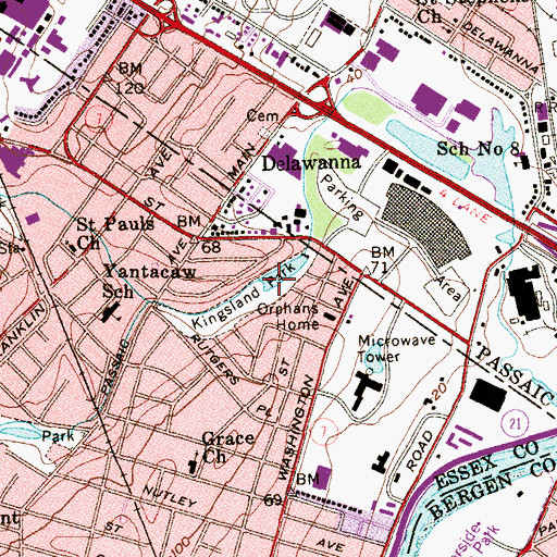 Topographic Map of Kingsland Park, NJ
