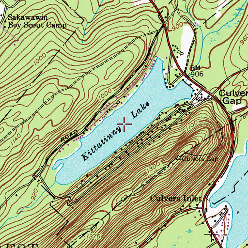 Topographic Map of Kittatinny Lake, NJ