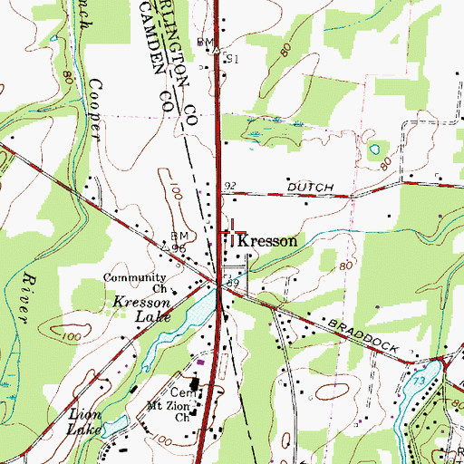 Topographic Map of Kresson, NJ