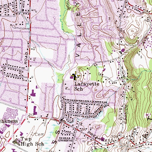 Topographic Map of Lafayette Elementary School, NJ