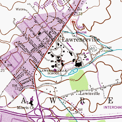 Topographic Map of Lawrenceville School, NJ