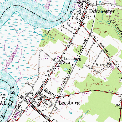 Topographic Map of Leesburg School, NJ