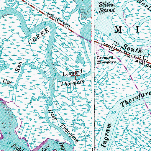 Topographic Map of Leonard Thorofare, NJ
