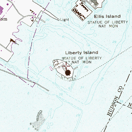 Topographic Map of Liberty Island, NY