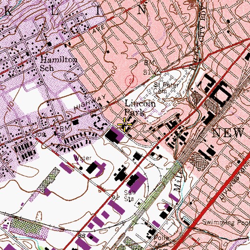 Topographic Map of Lincoln Park, NJ