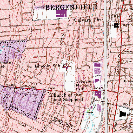 Topographic Map of Lincoln Elementary School, NJ