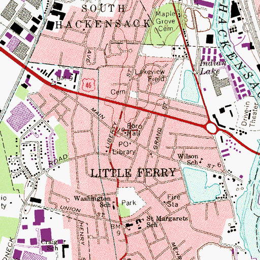 Topographic Map of Little Ferry, NJ