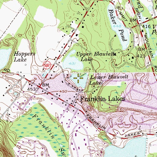 Topographic Map of Lower Blauvelt Lake, NJ