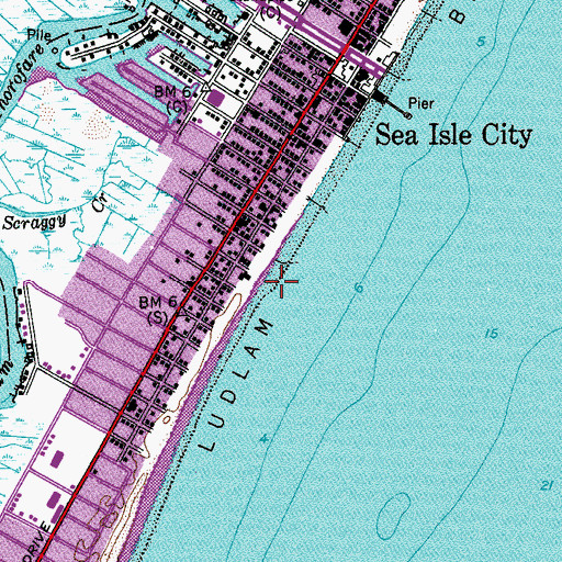 Topographic Map of Ludlam Beach, NJ