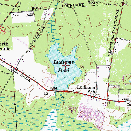 Topographic Map of Ludlams Pond, NJ