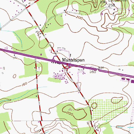 Topographic Map of Manalapan, NJ