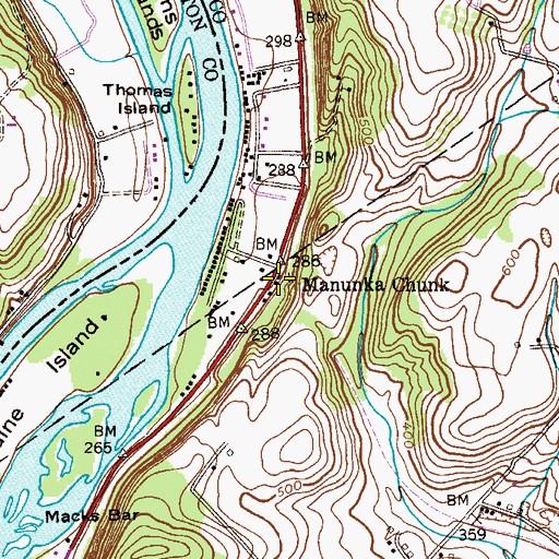 Topographic Map of Manunka Chunk, NJ