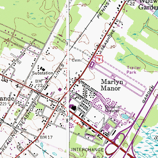 Topographic Map of Marlyn Manor, NJ