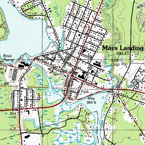 Topographic Map of Mays Landing, NJ