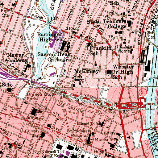 Topographic Map of McKinley Elementary School, NJ