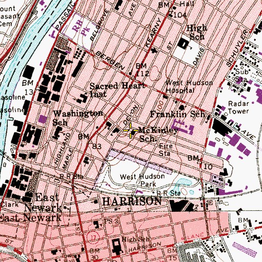 Topographic Map of McKinley School, NJ