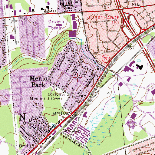 Topographic Map of Menlo Park, NJ