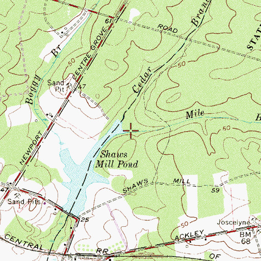 Topographic Map of Mile Branch, NJ