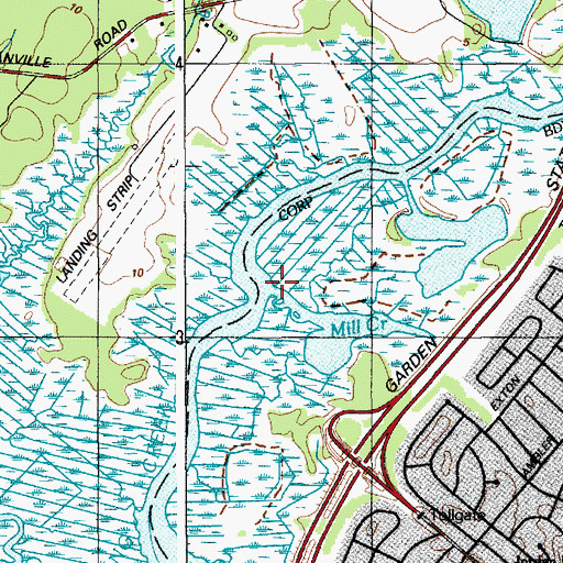 Topographic Map of Mill Creek, NJ