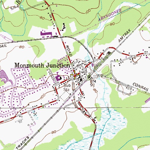 Topographic Map of Monmouth Junction, NJ