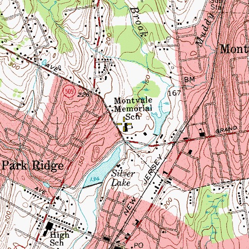 Topographic Map of Memorial Elementary School, NJ