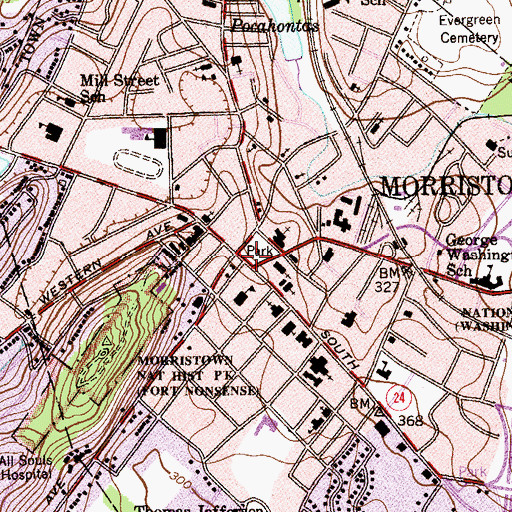 Topographic Map of Morristown, NJ