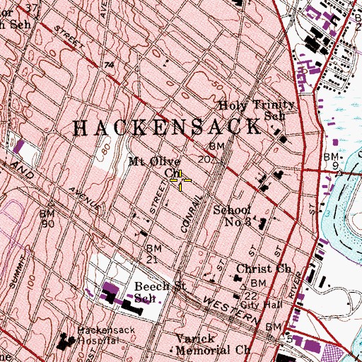 Topographic Map of Mount Olive Church, NJ