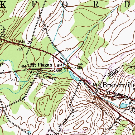 Topographic Map of Mount Pisgah, NJ