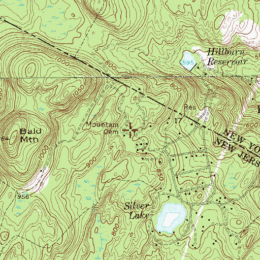 Topographic Map of Mountain Cemetery, NJ