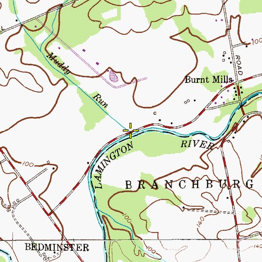 Topographic Map of Muddy Run, NJ