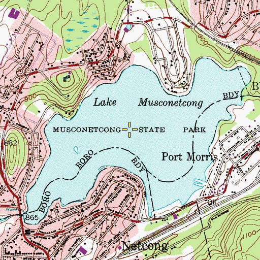 Topographic Map of Musconetcong State Park, NJ