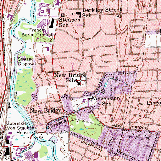 Topographic Map of New Bridge School, NJ