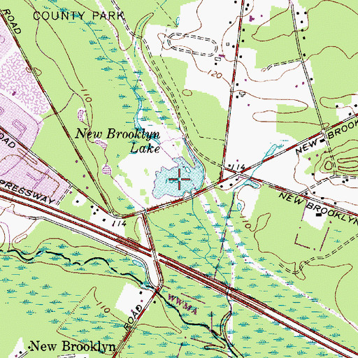 Topographic Map of New Brooklyn Lake, NJ