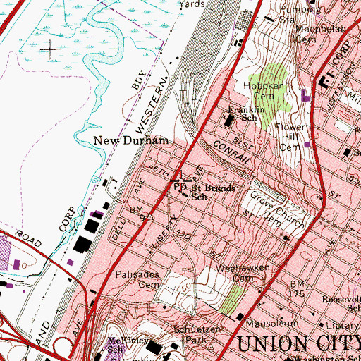 Topographic Map of New Durham, NJ