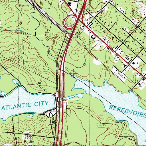 Topographic Map of North Branch Absecon Creek, NJ