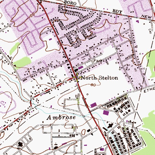 Topographic Map of North Stelton, NJ