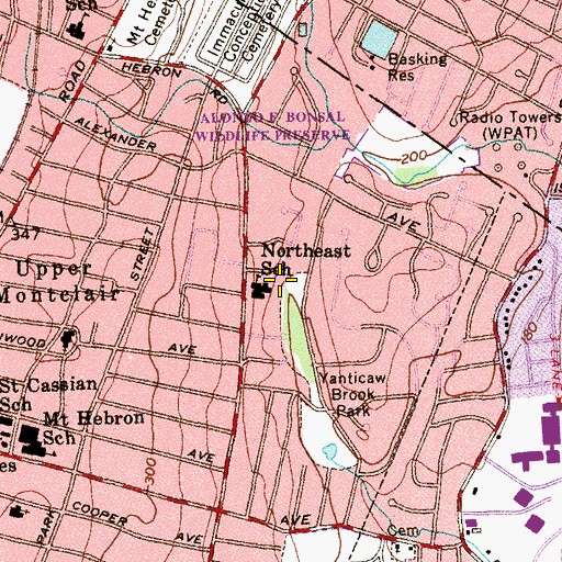 Topographic Map of Northeast Elementary School, NJ