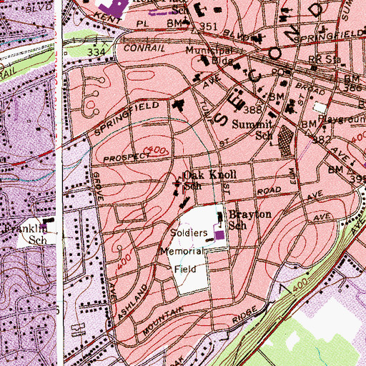 Topographic Map of Oak Knoll School, NJ