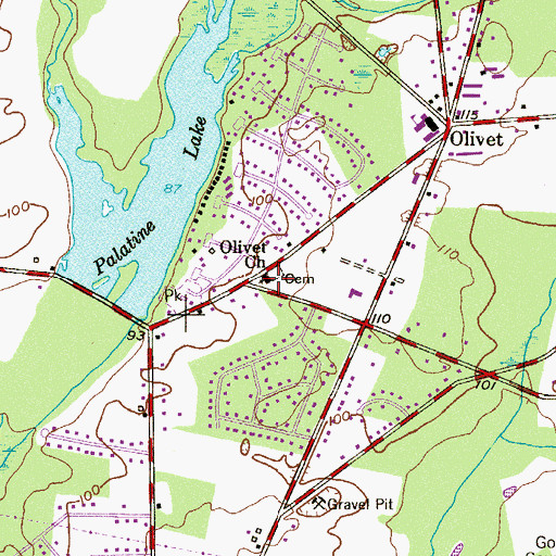 Topographic Map of Olivet Church, NJ