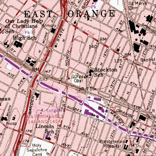 Topographic Map of Orange Oval, NJ
