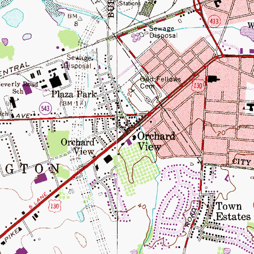 Topographic Map of Orchard View, NJ