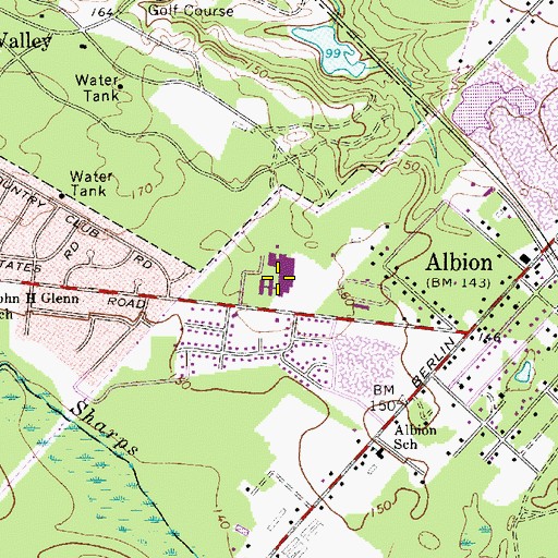 Topographic Map of Overbrook High School, NJ